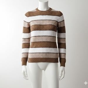 Striped Brown and White Women's Sweater